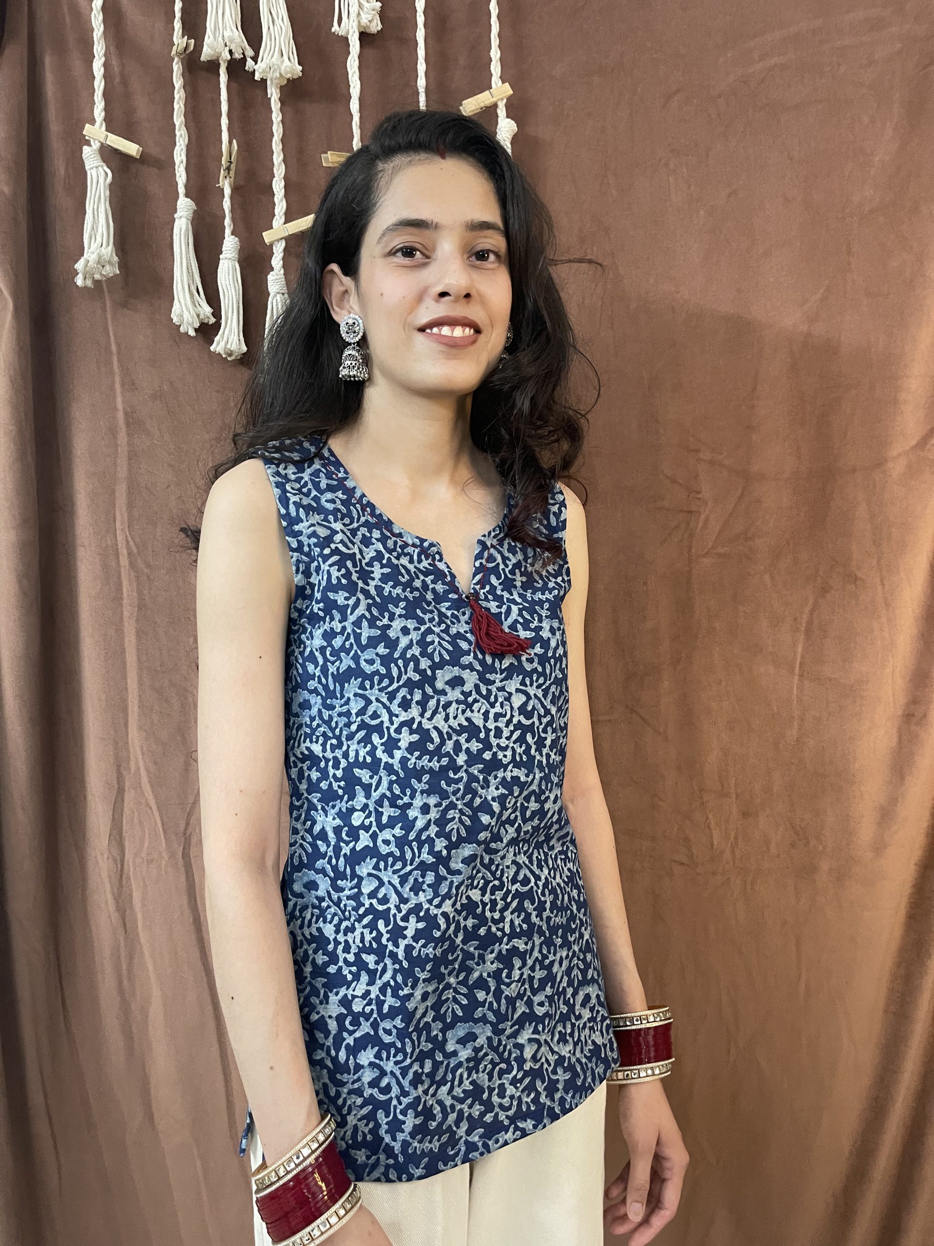 Handcrafted Sleeveless Cotton Kurti - 2